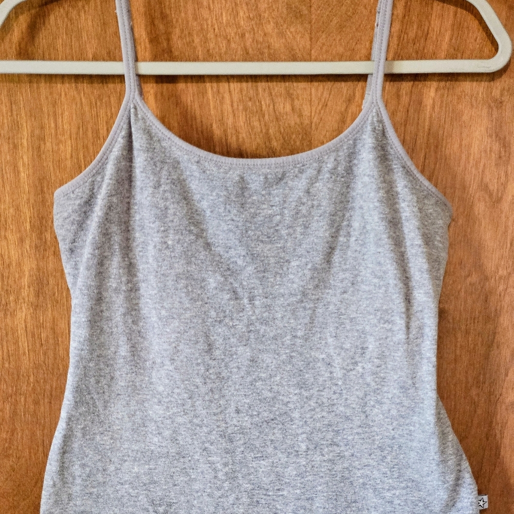 Spaghetti Strap Adjustable Sleeveless Tank Top Cami Built In Bra Women's M, Gray